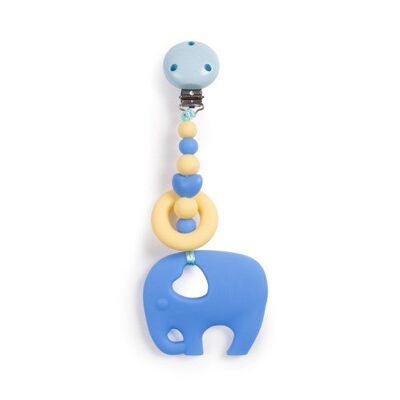 Ansteckbares Elefant-Beißspielzeug - Blau & Zitrone
