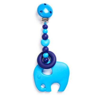 Juguete para la dentición con clip de elefante - Azul marino y azul