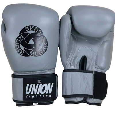 UNION fighting Muay thai Grey Boxing Gloves 100% cowhide leather