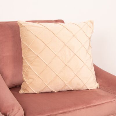 Coussin Velours Beige Diamant