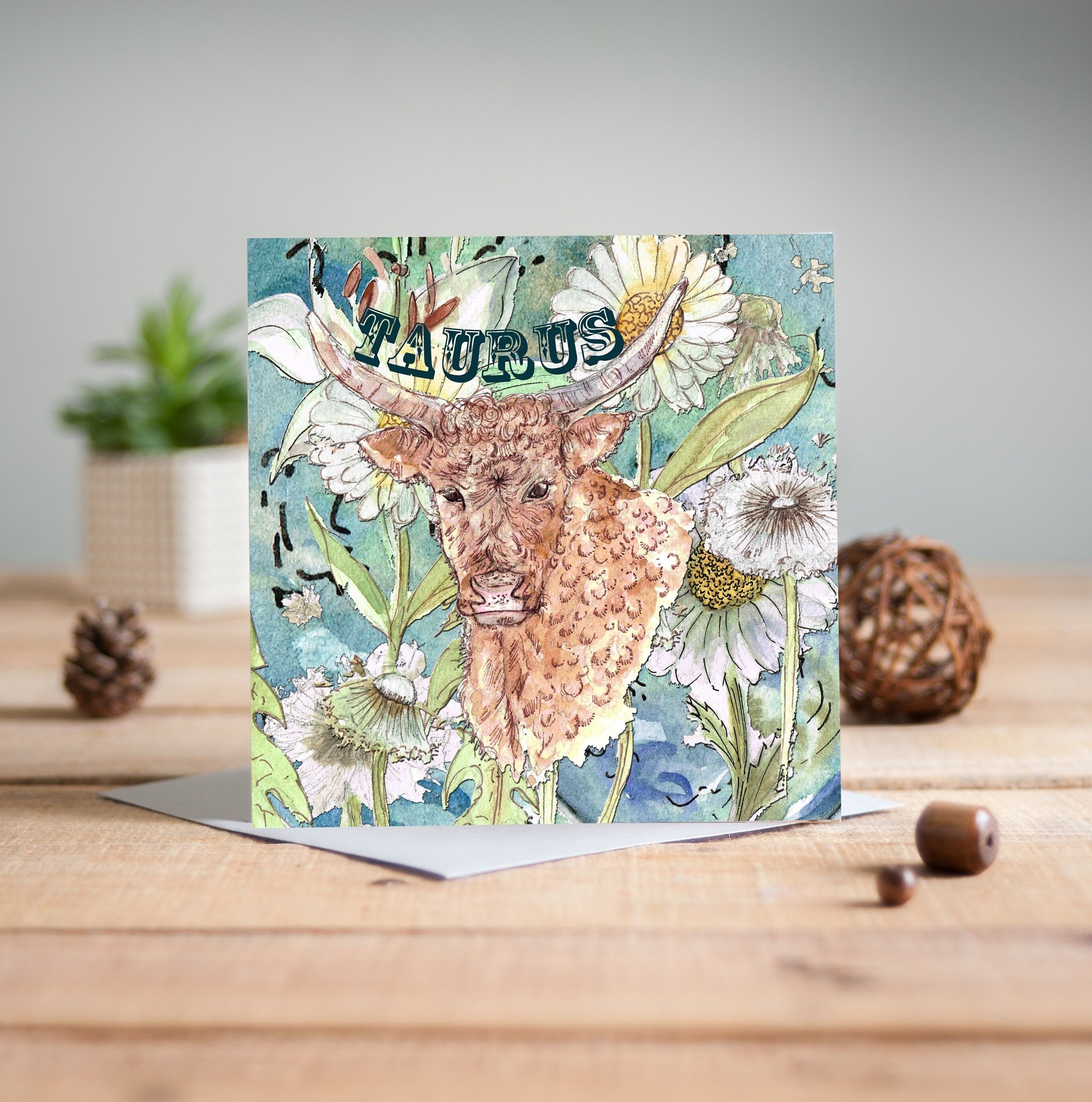 Stier-Grußkarte