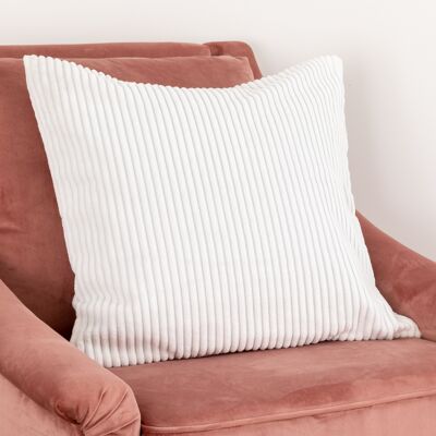 Coussin en velours côtelé blanc