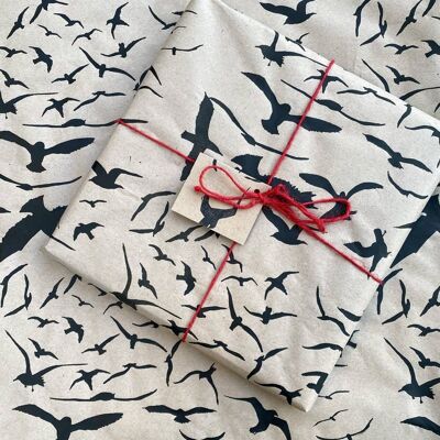 Seagull Wrapping Paper. Hand Printed on 100% Recycled Paper