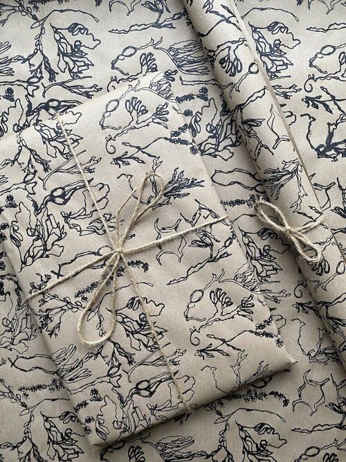 Seaweed Wrapping Paper. Hand Printed on 100% Recycled Paper