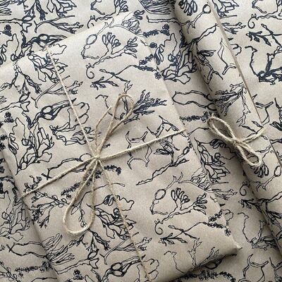 Seaweed Wrapping Paper. Hand Printed on 100% Recycled Paper