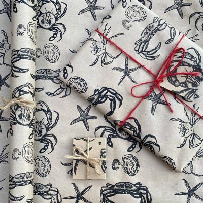 Rockpool Wrapping Paper. Hand Printed on 100% Recycled Paper