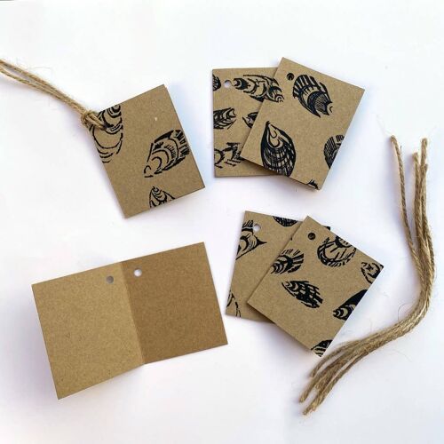 Eco-friendly Seashell Theme Recycled Gift Tags.