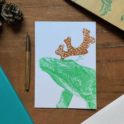 Henrietta the Christmas Temp. Handprinted 100% Sustainable Christmas Card.