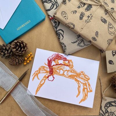 Santa Claws Gold. Handprinted 100% Sustainable Christmas Card