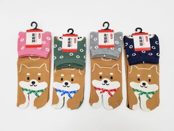 Chaussettes Japonaises Tabi en Coton et Motif Shiba Inu Kawaii Made in Japan Taille Fr 34 - 40 1