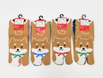 Chaussettes Japonaises Tabi en Coton et Motif Shiba Inu Kawaii Made in Japan Taille Fr 34 - 40 2