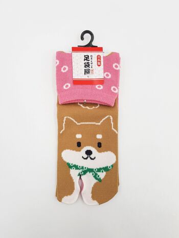 Chaussettes Japonaises Tabi en Coton et Motif Shiba Inu Kawaii Made in Japan Taille Fr 34 - 40 6