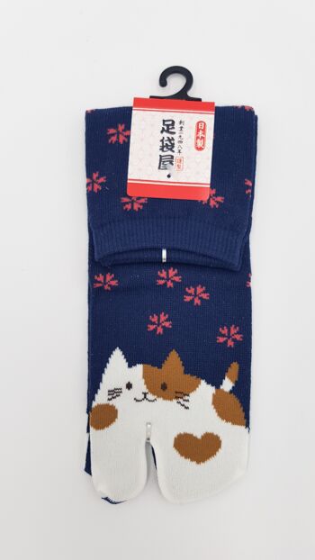 Chaussettes Japonaises Tabi en Coton et Motif Neko Chat Made in Japan Taille Fr 34 - 40 4