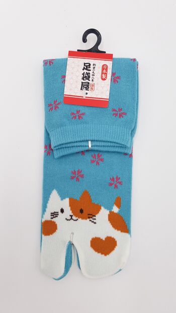 Chaussettes Japonaises Tabi en Coton et Motif Neko Chat Made in Japan Taille Fr 34 - 40 5