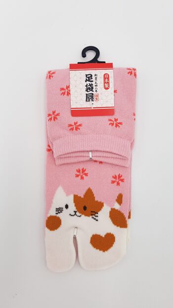 Chaussettes Japonaises Tabi en Coton et Motif Neko Chat Made in Japan Taille Fr 34 - 40 7