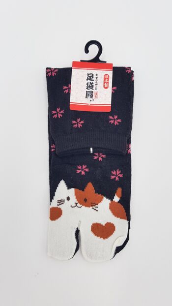 Chaussettes Japonaises Tabi en Coton et Motif Neko Chat Made in Japan Taille Fr 34 - 40 8