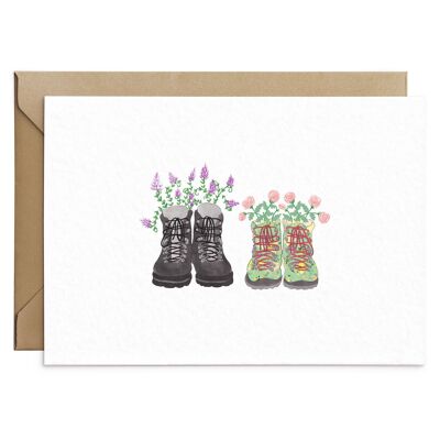 His & Hers Hiking Boots Card Blank