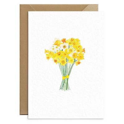 Tarjeta de ramo floral de narcisos