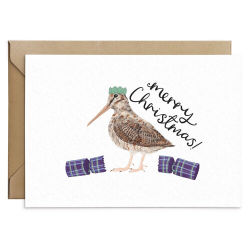 Whimsical Woodcock Christmas Card
