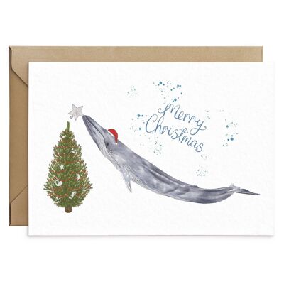 Carte de Noël baleine bleue