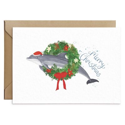 Tarjeta de Navidad con delfines