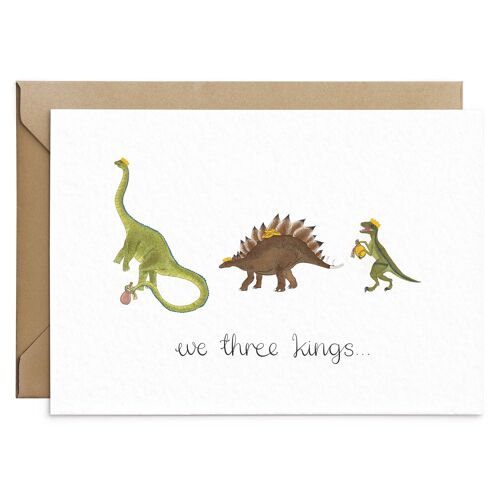 We Three Kings Dinosaur Christmas Card