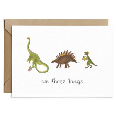 Carte de Noël de dinosaure We Three Kings