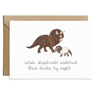 Triceratops Dinosaur Nativity Christmas Card