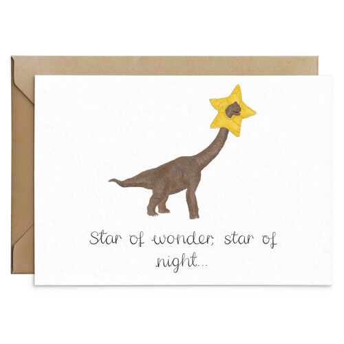 Star Of Wonder Dinosaur Nativity Christmas Card