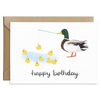 Tarjeta de cumpleaños de pato divertido