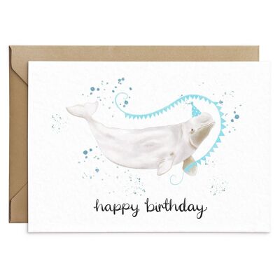 Tarjeta de cumpleaños de ballena beluga