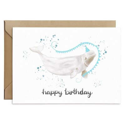 Carte d'anniversaire de baleine béluga