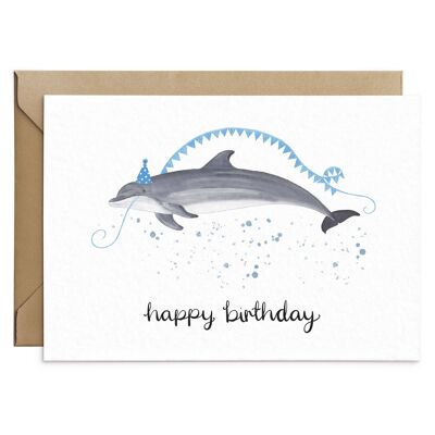 Tarjeta de cumpleaños con delfines