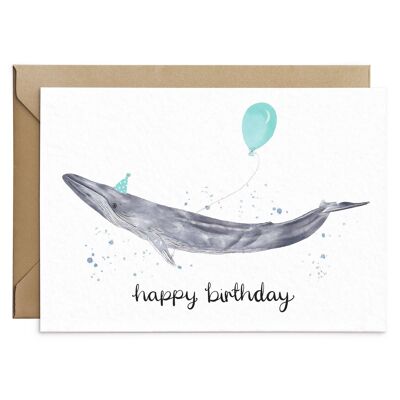 Carte d'anniversaire baleine bleue