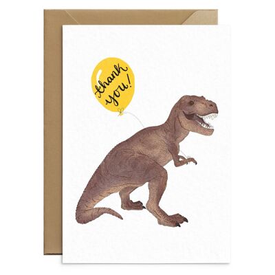 Biglietto di ringraziamento con simpatico dinosauro T-Rex