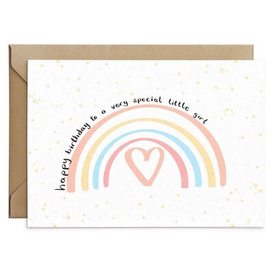 Carta di compleanno ragazza arcobaleno