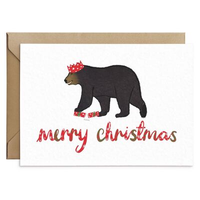 Cartolina di Natale con l'orso carino