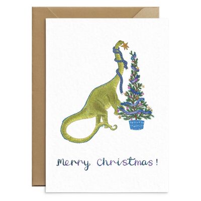 Tarjeta de Navidad Diplodocus Dinosaurio