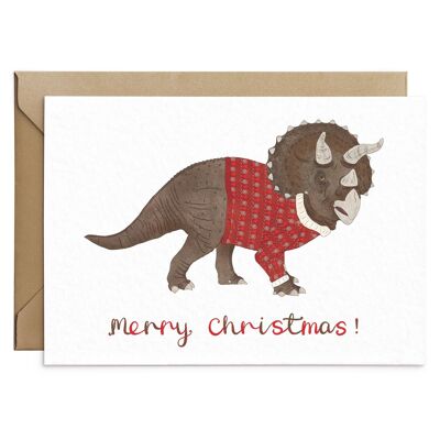 Triceratops Dinosaur Christmas Card
