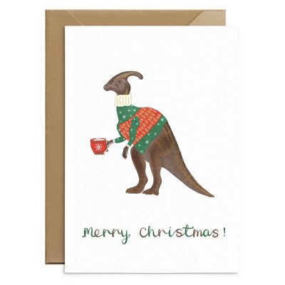 Tarjeta de Navidad del dinosaurio Parasauropolus