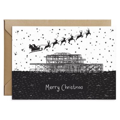 Tarjeta de Navidad del muelle oeste de Brighton