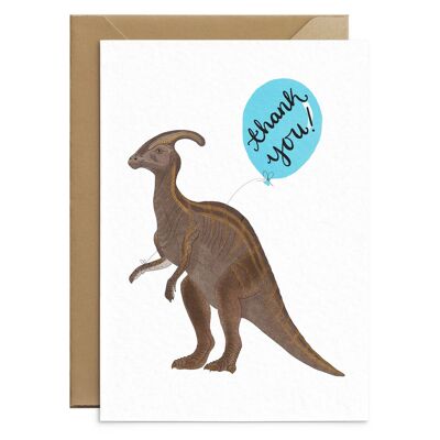 Tarjeta de agradecimiento de dinosaurio lindo Parasauropolus