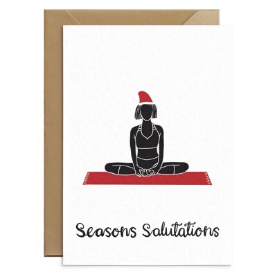 Pose de carte de Noël yoga assis