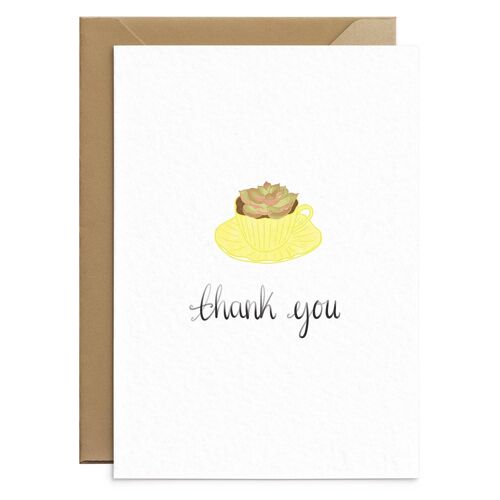 Yellow Succulent Thank You Card