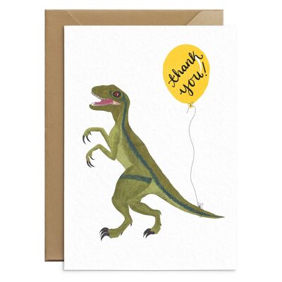 Biglietto di ringraziamento con dinosauro Velociraptor
