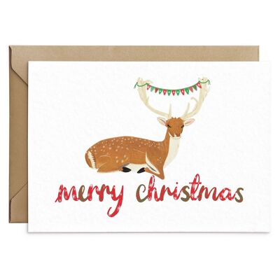 Cartolina di Natale con cervo carino