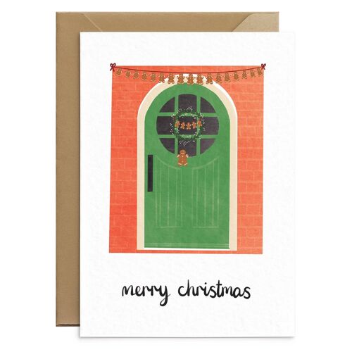 Traditional Christmas Door Wreath Card