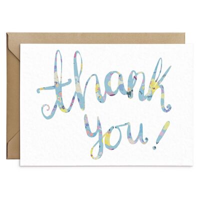 Blue Floral Thank You Card