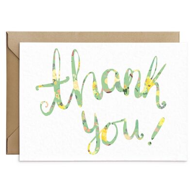 Green Floral Thank You Card