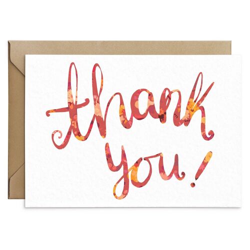 Red Floral Thank You Card